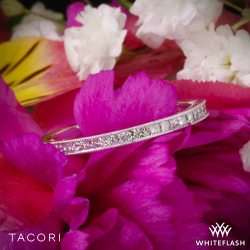 زفاف - 18k White Gold Tacori 41-2.5 Sculpted Crescent Half Eternity Channel-Set Diamond Wedding Ring