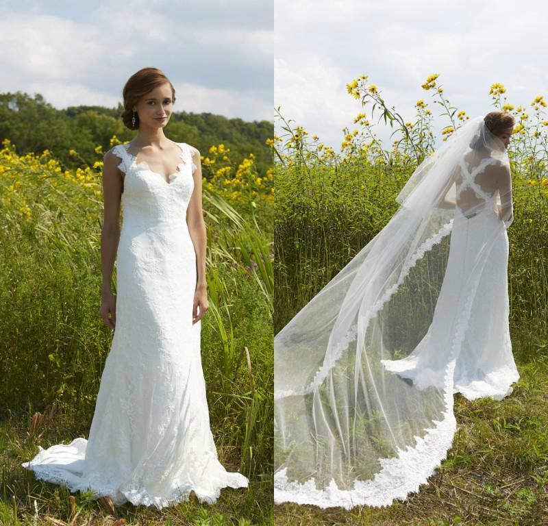 Wedding - 2015 Spring Bohemia Wedding Dresses A Line V Neck Sleeveless Applique Criss Cross Straps Backless Country Lace Sweep Train Bridal Ball Gown Online with $128.17/Piece on Hjklp88's Store 