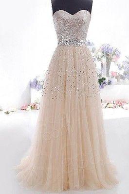 Hochzeit - Details About 2014 Cheap Plus Size Modest Champagne Prom Dresses Long Evening Part Dress W6