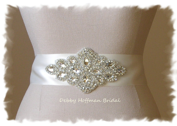 Hochzeit - Rhinestone Crystal Beaded Wedding Sash, Crystal Wedding Dress Sash, Jeweled Bridal Sash, No. 3060S2.25, Wedding Accessories, Belts, Sashes