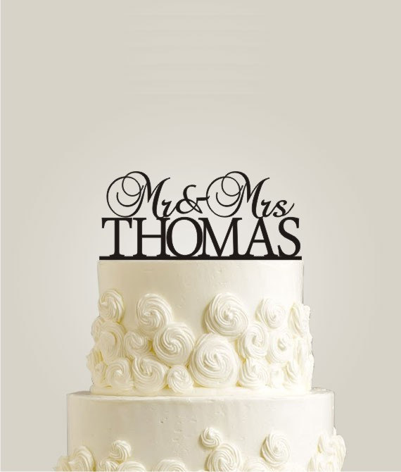 Wedding - Custom Wedding Cake Topper, Personalized with Last Name, Initial Wedding Cake Topper, Monogram Cake Topper - Wedding Cake Decoration