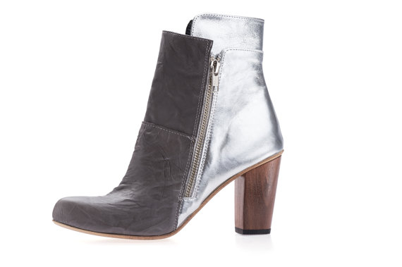 زفاف - Sale 50% off Silver heel booties - women high heels silver booties - winter wedding booties - Handmade by ImeldaShoes