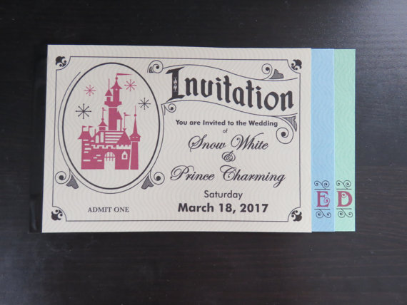 زفاف - Vintage Disney E Ticket 3 Page Invitation, Birthday, Wedding, Bachelor, Bachelorette