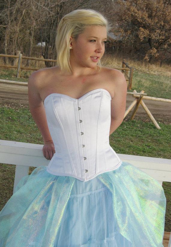 Mariage - Satin Corset custom made-small bust corset custom made-satin corset-bridal corset-couture corset-white corset-denver corset maker-