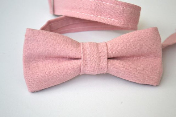 Mariage - Boys Bowtie Ages 2-10 in Dusty Pink Linen