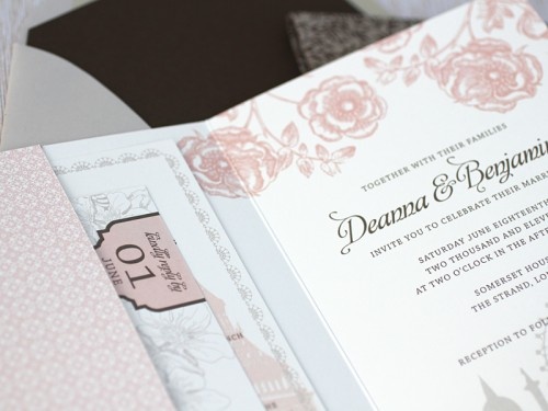 Wedding - Deanna   Ben's London Skyline Wedding Invitations