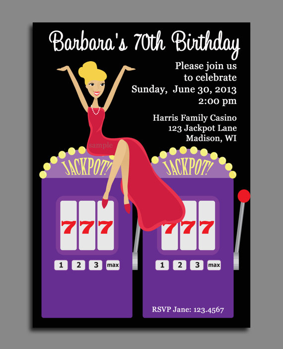 Hochzeit - Casino Invitation with Slot Machine - Adult Birthday, Anniversary, ANY event - Jackpot Collection