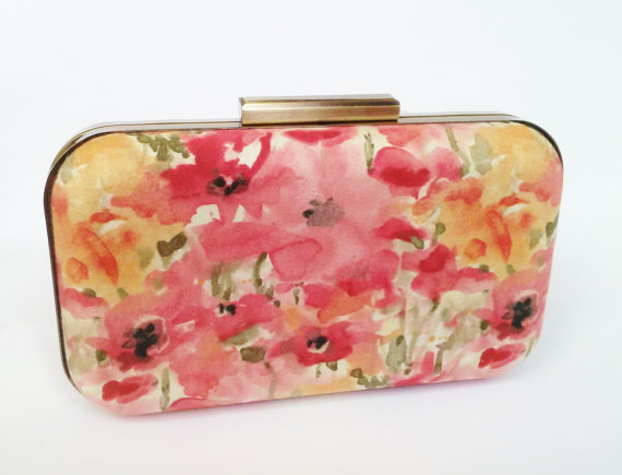 Свадьба - weddings, bridal accessories, bridesmaids, gifts, floral clutch purse, coral bridesmaids clutch, weddings, box clutch, bridesmaid gifts