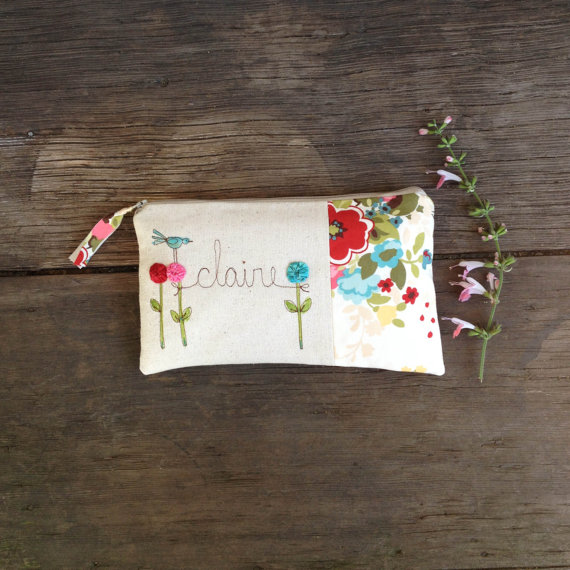 Hochzeit - Bridesmaid Clutch, Personalized Bridesmaid Gift, Floral Wedding Bag, Personalized Purse, MADE TO ORDER by MamaBleuDesigns on Etsy