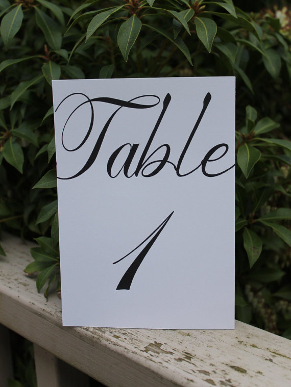 Wedding - Wedding Table Number Cards, Fancy Font, Card Insert 5x7