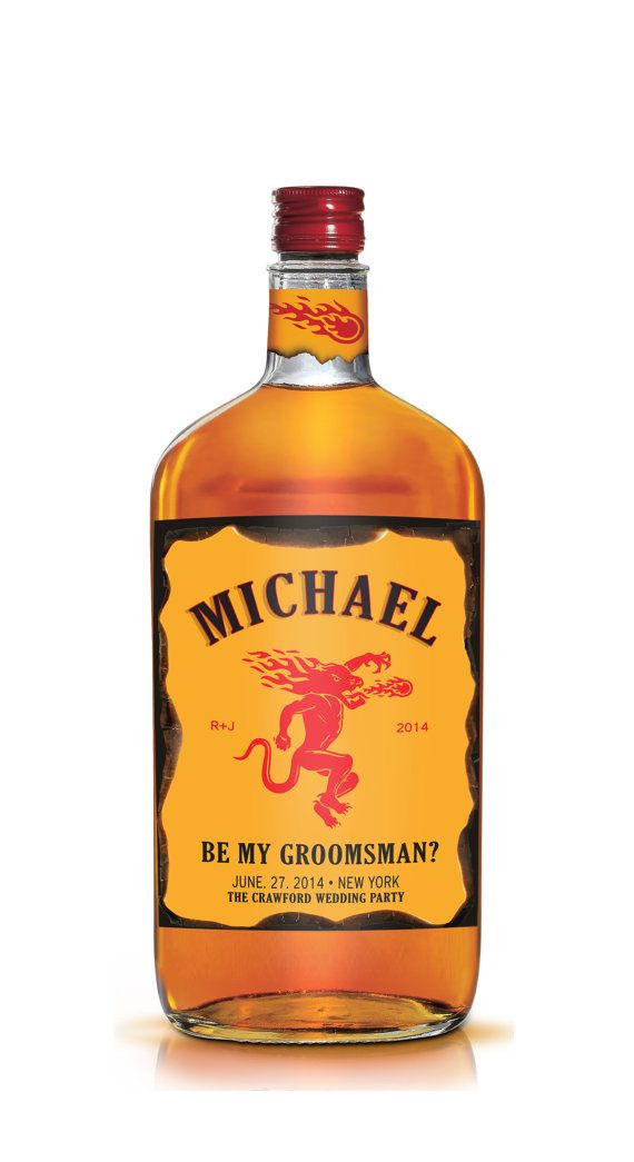 Wedding - Set Of 6 Groomsman / Bridesmaid & Best Man Fireball Whiskey Style Labels - Be My Groomsman - OR Groomsman Gift - Wedding Party