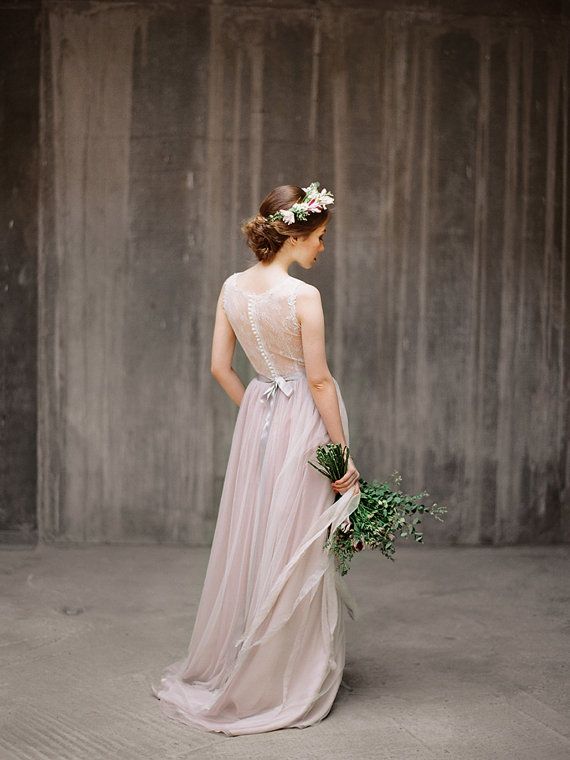 Mariage - Ulyana // Sheer Back Wedding Dress - Illusion Back Wedding Gown - Romantic Wedding Dress - Bohemian Wedding Gown - Boho Dress - Lace