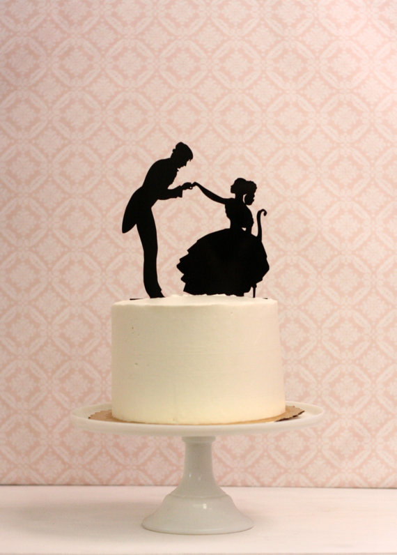 Wedding - Silhouette Wedding Cake Topper -  Victorian Inspired