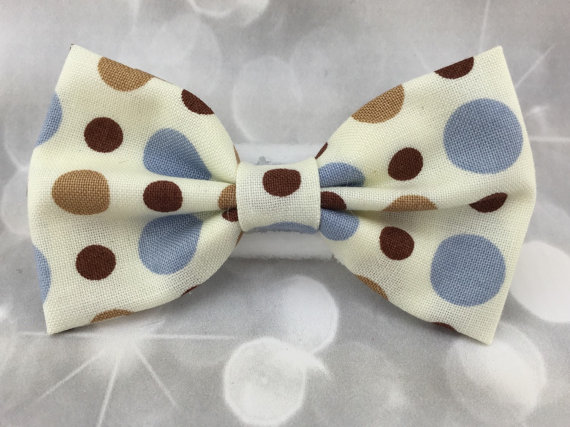 Wedding - Brown & Blue Polka Dot Small Pet Dog Cat Bow / Bow Tie