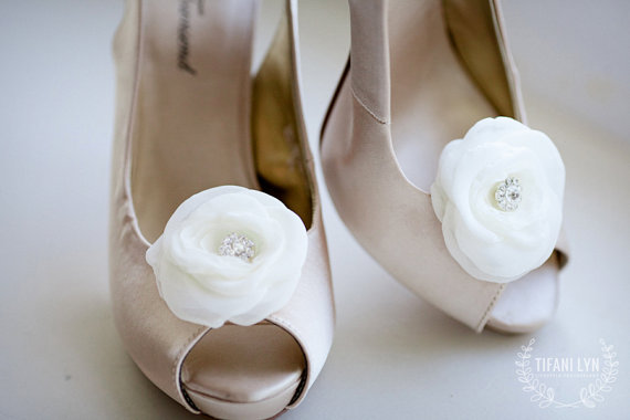 زفاف - soft chiffon shoe clips flower with rhinestone - Kristen