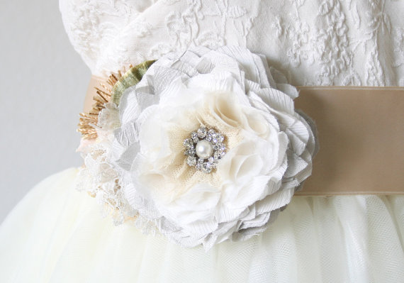 bridal sash belt bridal sash, grey flower sash Grey sash belt