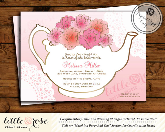 Wedding - Bridal Tea Party Invitation - Bridal Shower Invite - Baby Shower Tea Party - High Tea - Afternoon Tea - Birthday Tea Party - Printable