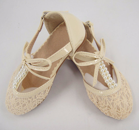 Lace Girl Shoes, Pearl Wedding Shoes 