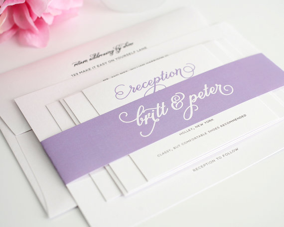 Mariage - Purple Wedding Invitation, Whimsical Wedding Invitation - Classic Whimsy Wedding Invitation - Sample Set