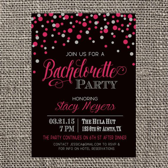 Hochzeit - Bachelorette Party Invitation, Bachelorette Invitation, Pink Invitation, Girls Night Out Invitation, Confetti Bachelorette DIGTAL FILE