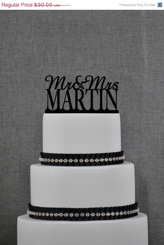 Mariage - Mr and Mrs Cake Topper, Personalized Last Name Wedding Cake Topper, Custom Wedding Topper, Elegant Wedding Topper, Unique Cake Topper (S003)