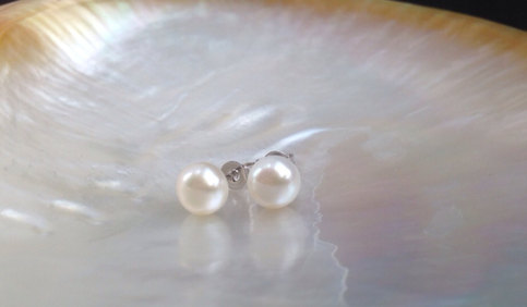 Wedding - 7mm Genuine AAA Pearl Earrings, Genuine Pearl Studs, Genuine Pearl Earrings, Genuine Pearl Stud Earrings, Freshwater Pearl Studs, 925 Silver from ADARNA GALLERY
