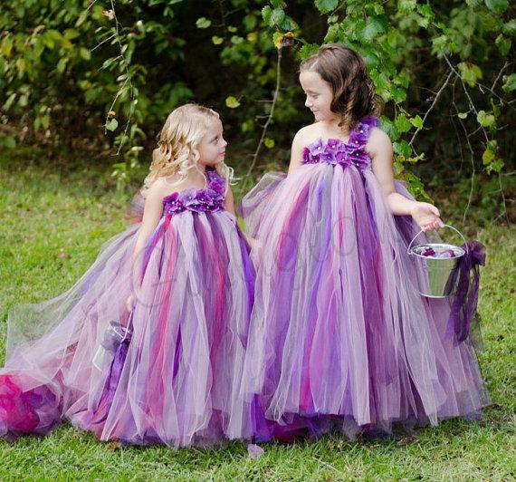 زفاف - Purple Pearl Flower Girl Tutu Dress