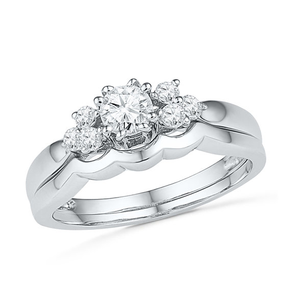 Свадьба - Diamond Engagement Ring Set with .40 CT. TW. and Wedding Band, Bridal Set Rings