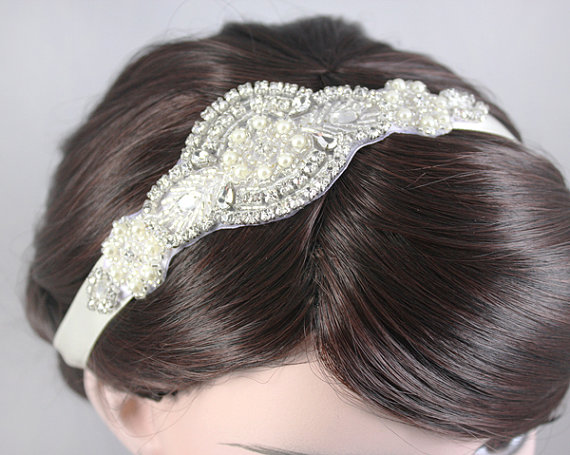 Mariage - SKYLAR - Vintage Headpiece, Crystal Bridal Headband, 1920s and 1930s Headpiece, Wedding Rhinestone Head band, Bridal Headpiece
