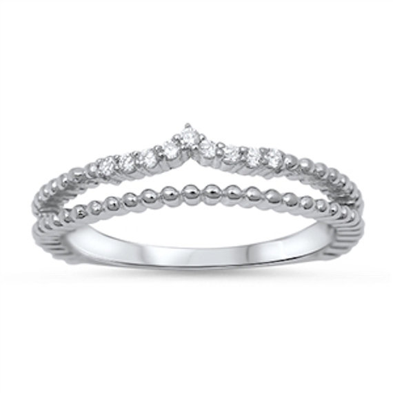 زفاف - Chevron Midi Solid 925 Sterling Silver Rond Brilliant Sparkling Russian Diamond CZ Wedding Engagement Anniversary Fashion Ring Gift
