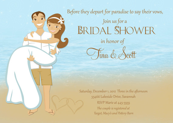 Свадьба - Beach Couple Shower Bridal Shower Invitation - Printable