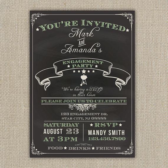 Mariage - Engagement party Invitation - Chalkboard Style Announcement