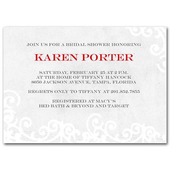 Wedding - Bridal shower invitation, red, gray, customizable color, printable digital DIY