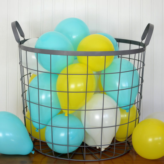 Свадьба - Happy Summer Mix Miniature Party Balloons, Aqua, Yellow and White, Summer Weddings