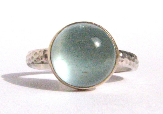 Свадьба - Aquamarine Ring - 14k Solid Gold and Silver Ring -  Stacking Ring - Engagement Ring - Gemstone Ring.
