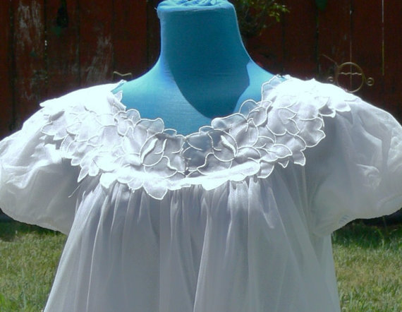 زفاف - Laros double layered white  fine lingerie night gown size small