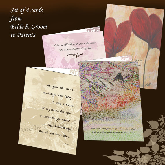زفاف - Set of 4 cards -  from Bride and Groom to all parents