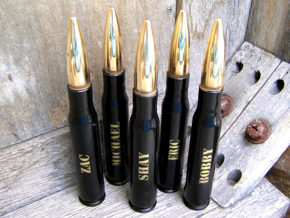 Wedding - 5 Engraved Black Groomsmen Gifts 50 Cal Personalized Bottle Openers. Groom Gift. Father of the Bride Gift. Groomsman Gift