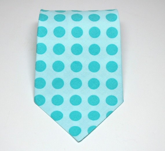زفاف - Boy's Tie Aqua Blue Polka Dots Necktie for Baby, Toddler, Boy, Teen