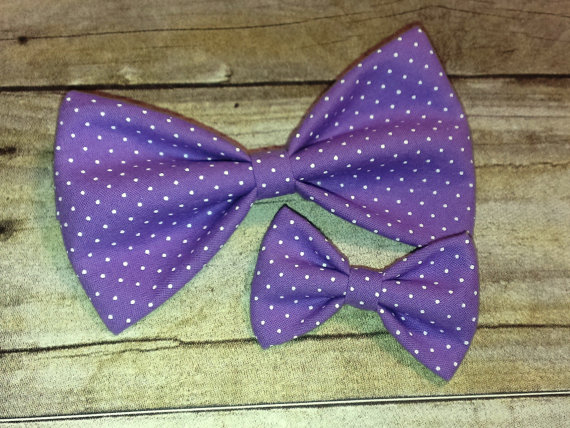 Hochzeit - Purple Polka Dots Bow Tie, Clip, Headband or Pet