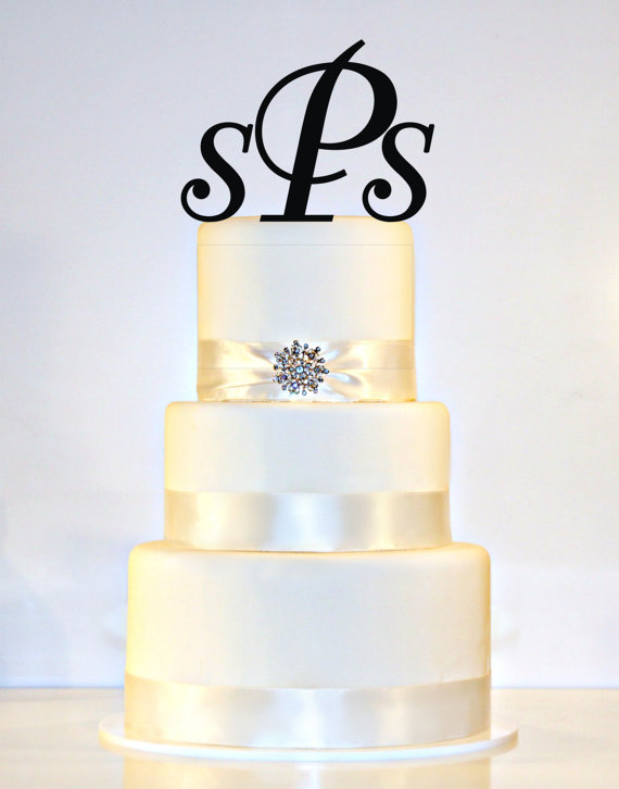 Mariage - Monogram Wedding Cake Toppers in ANY LETTERS A B C D E F G H I J K L M N O P Q R S T U V W X Y Z
