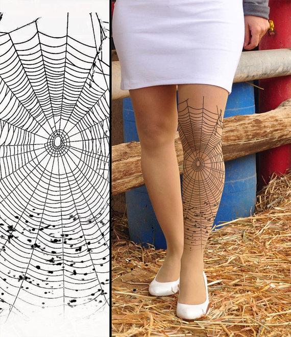 Свадьба - Women Tattoo Tights - Sexy SPIDER Net -S / M / L / XL -  Colors: Nude,White.