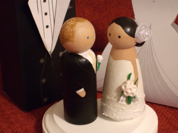 Wedding - Personalized Wooden Wedding Cake Toppers Fully Customizable