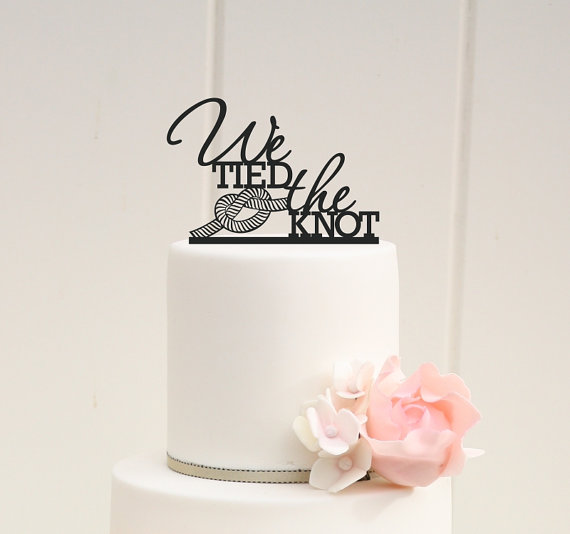 زفاف - We Tied The Knot Wedding Cake Topper - Nautical Beach Cake Topper