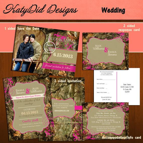 زفاف - INSTANT DOWNLOAD Mossy Oak Inspired Camo Camouflage 5x7 Wedding Invitation & Response Card/Postcard Templates FULL Set