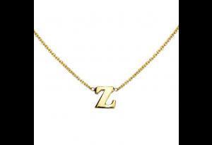 Hochzeit - 14K Gold Initial Necklace - Letter "Z"