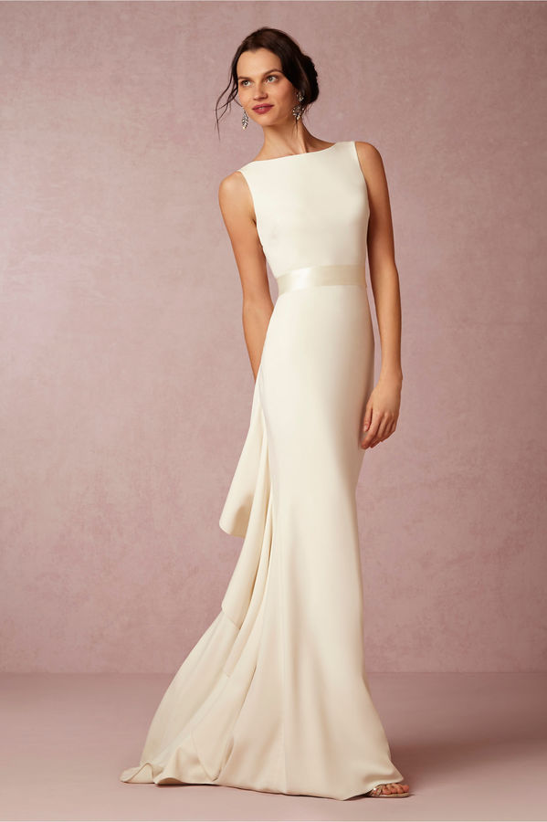Wedding - Ivory sleeveless gown with ruffled back