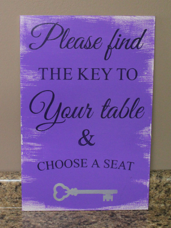 Wedding - Sample Sale/Wedding signs/ Reception tables/Seating Plan/Seating Assignment Sign/Find your Key/Choose a Seat/Lavender/Violet