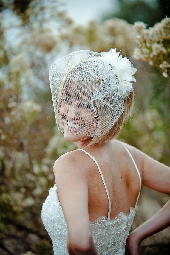 زفاف - Birdcage Veil, Honeycomb veiling, Blusher Veil, Wedding, Bridal, Headpiece