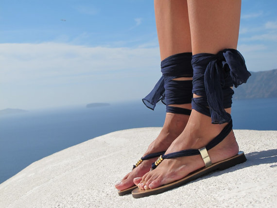 زفاف - Greek sandals, Luxurious Sandals with interchangeable silk scarf laces, Bridal sandals, Wedding flats. Fully Customizable. Sophia 05. NEW